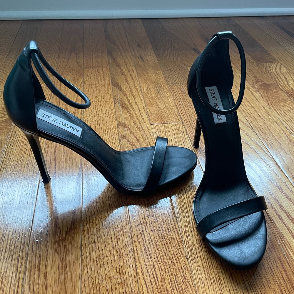 Steve Madden Black Leather High Heel Size 10